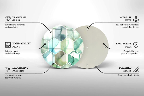 Skärbräda glas unik Akvarell hexagoner