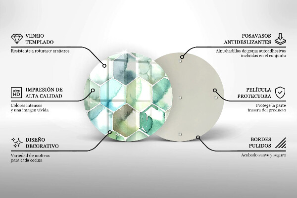 Skärbräda glas unik Akvarell hexagoner