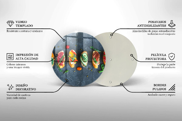 Skärbräda glas unik Färgglada smörgåsar