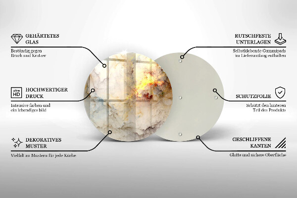 Skärbräda glas unik Marmorstruktur med guld