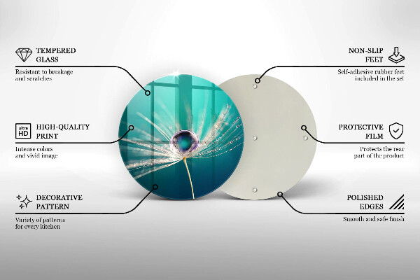 Skärbräda glas unik Dagg på en maskros