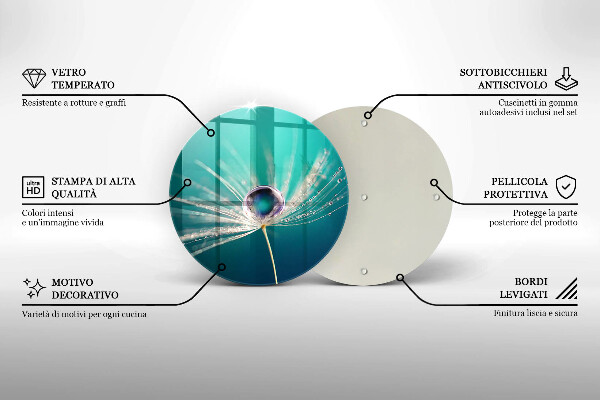 Skärbräda glas unik Dagg på en maskros