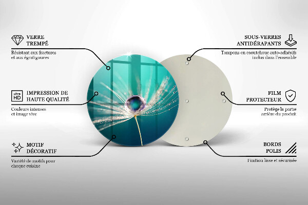 Skärbräda glas unik Dagg på en maskros