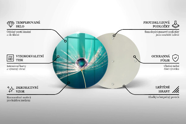 Skärbräda glas unik Dagg på en maskros