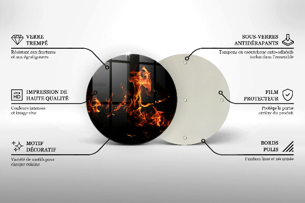 Skärbräda glas unik Elda en levande låga