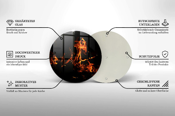 Skärbräda glas unik Elda en levande låga