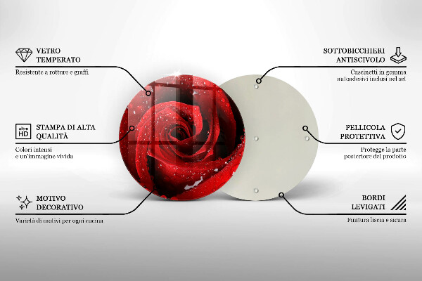 Skärbräda glas unik Rosen blomblad