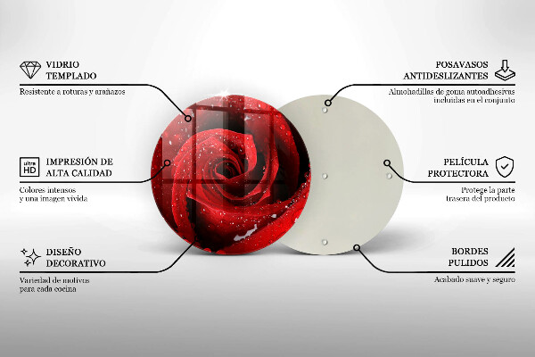 Skärbräda glas unik Rosen blomblad