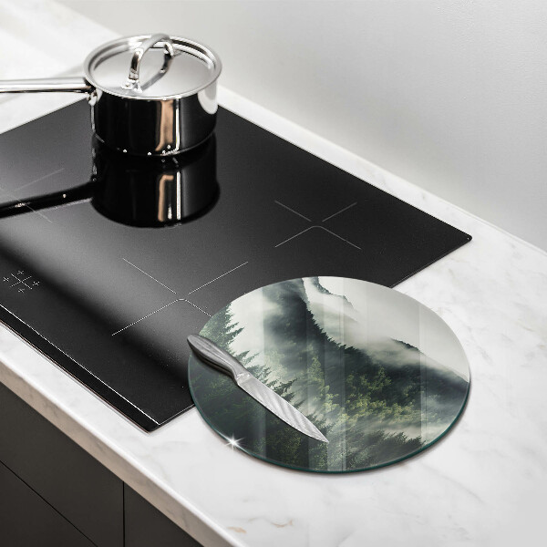 Skärbräda glas unik Skog och dimma landskap