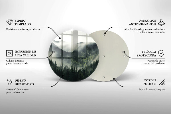 Skärbräda glas unik Skog och dimma landskap