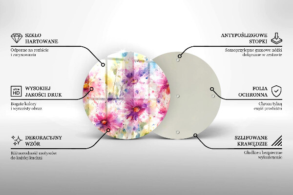Skärbräda glas unik Målade blommor