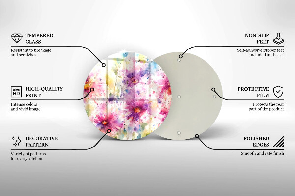 Skärbräda glas unik Målade blommor