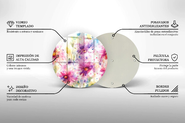 Skärbräda glas unik Målade blommor