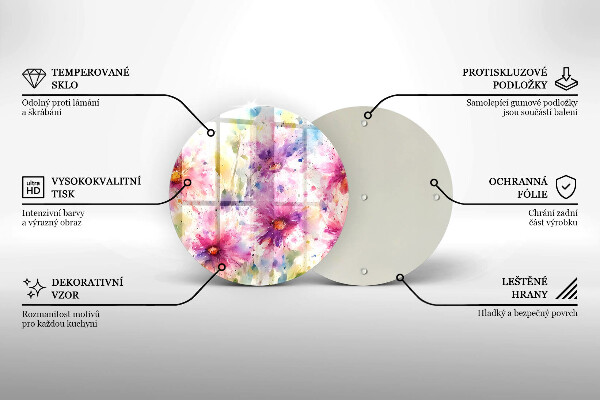 Skärbräda glas unik Målade blommor