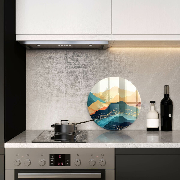 Skärbräda glas unik Abstrakt bergslandskap