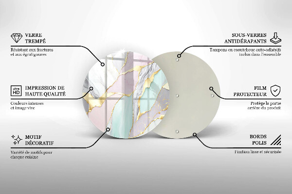 Skärbräda glas unik Pastell marmor