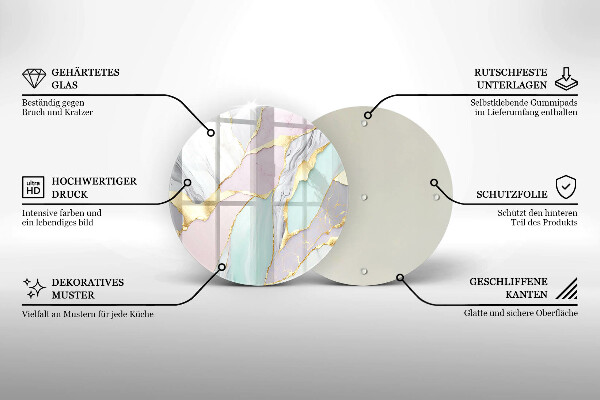 Skärbräda glas unik Pastell marmor