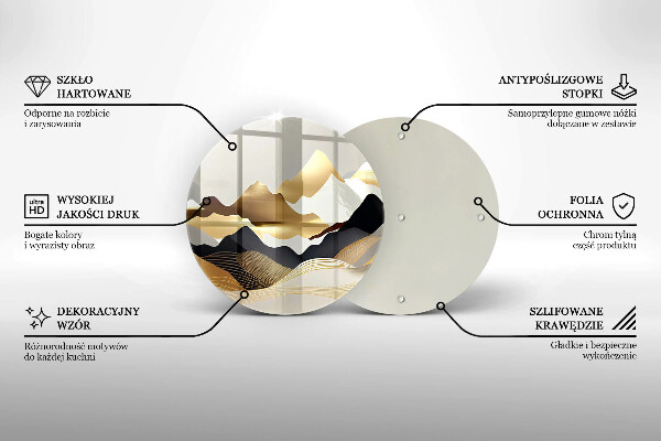 Skärbräda glas unik Abstrakta gyllene berg