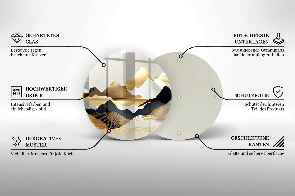 Skärbräda glas unik Abstrakta gyllene berg