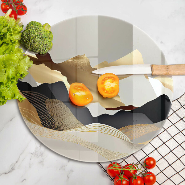 Skärbräda glas unik Abstrakta gyllene berg