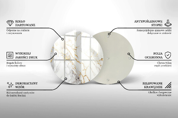 Skärbräda glas unik Ljus marmor med guld
