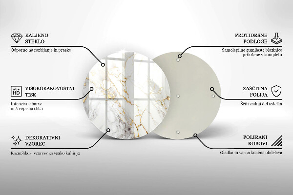 Skärbräda glas unik Ljus marmor med guld