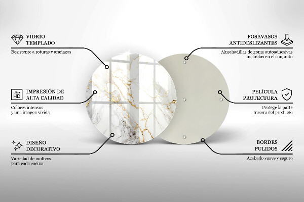 Skärbräda glas unik Ljus marmor med guld