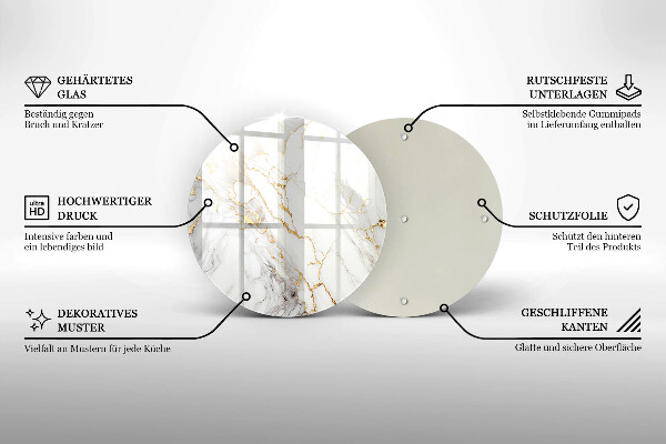 Skärbräda glas unik Ljus marmor med guld