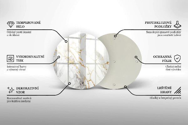 Skärbräda glas unik Ljus marmor med guld
