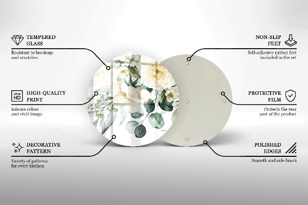 Skärbräda glas unik Akvarell blommor