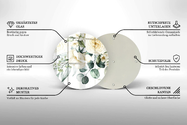 Skärbräda glas unik Akvarell blommor