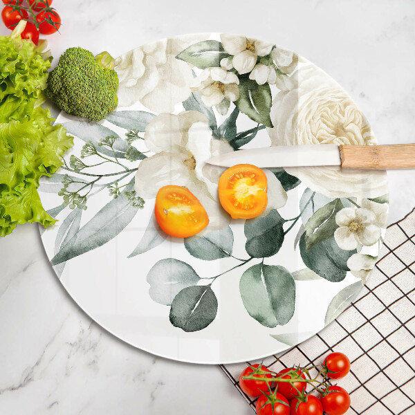 Skärbräda glas unik Akvarell blommor