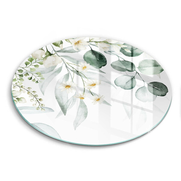 Skärbräda glas unik Akvarellväxter