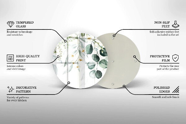 Skärbräda glas unik Akvarellväxter