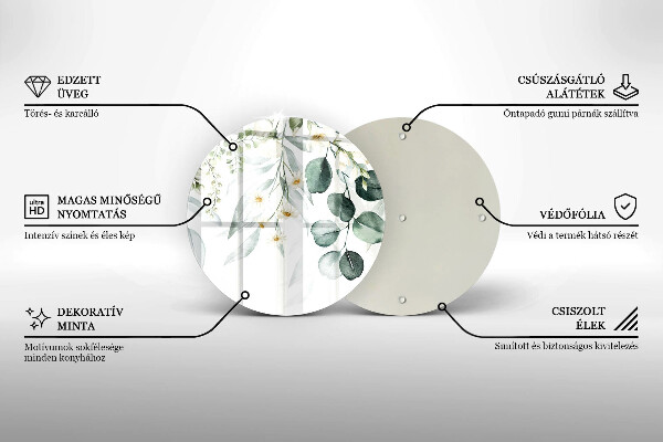 Skärbräda glas unik Akvarellväxter
