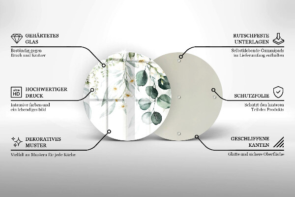 Skärbräda glas unik Akvarellväxter