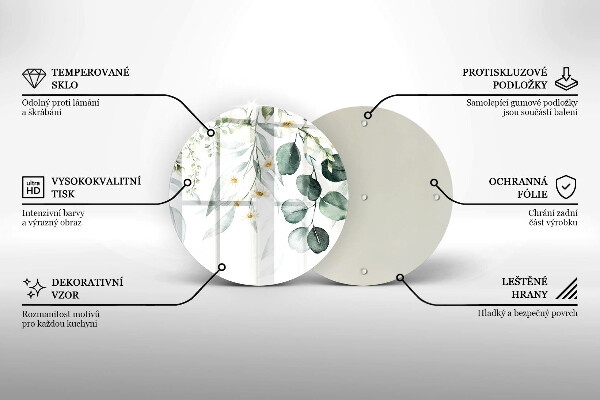 Skärbräda glas unik Akvarellväxter