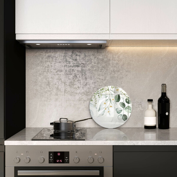 Skärbräda glas unik Akvarellväxter