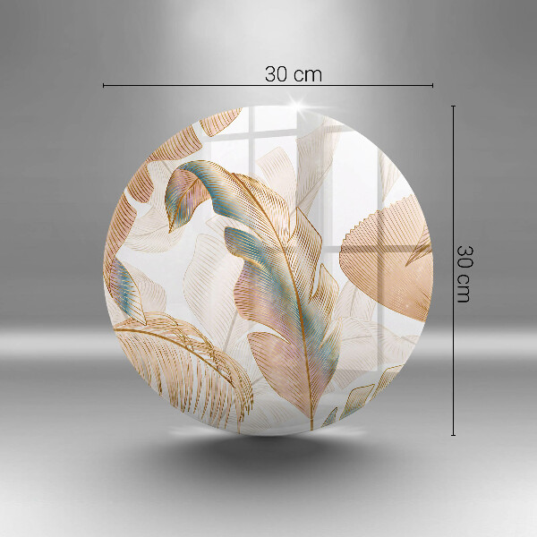 Skärbräda glas unik Boho fjädrar och löv