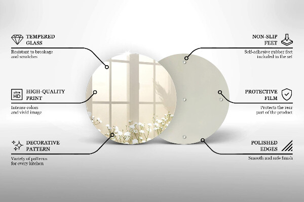 Skärbräda glas unik Bohoblommor i gips