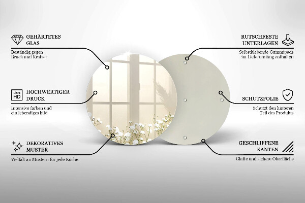 Skärbräda glas unik Bohoblommor i gips