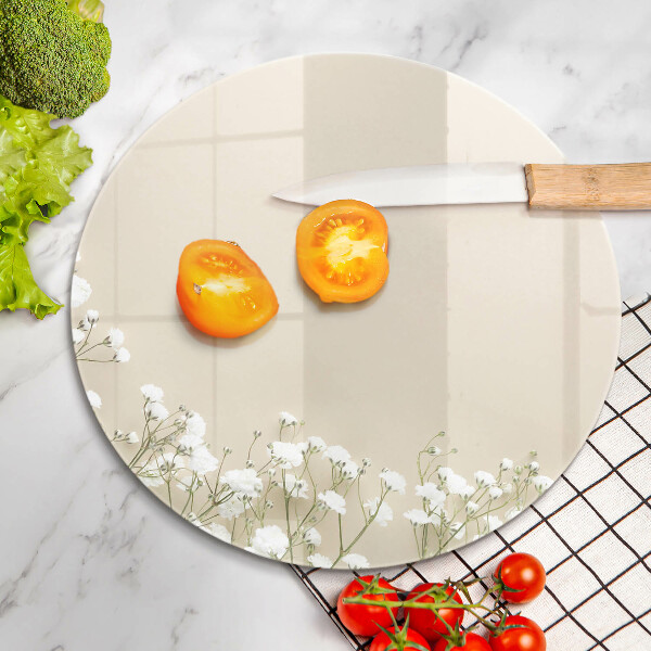 Skärbräda glas unik Bohoblommor i gips