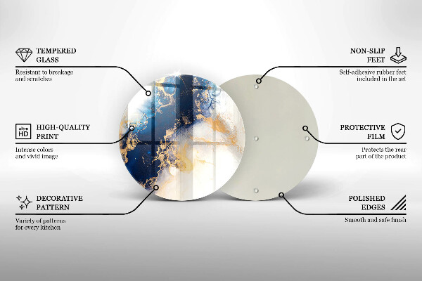 Skärbräda glas unik Abstraktion med blått