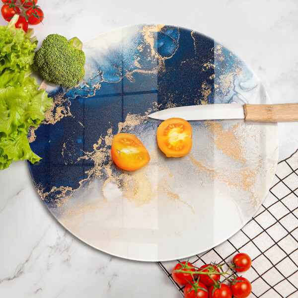 Skärbräda glas unik Abstraktion med blått