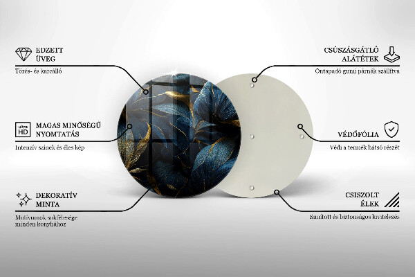 Skärbräda glas unik Dekorativa blad med guld