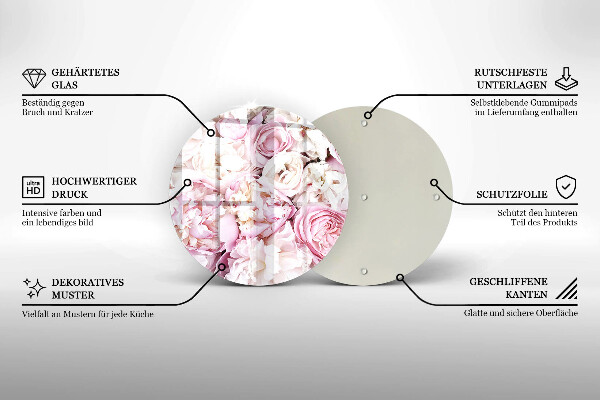 Skärbräda glas unik Pionbukett