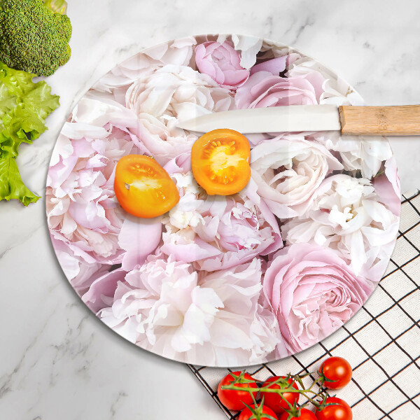 Skärbräda glas unik Pionbukett