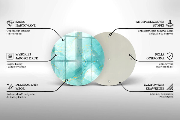 Skärbräda glas unik Blå och guld abstraktion
