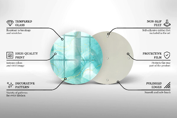 Skärbräda glas unik Blå och guld abstraktion