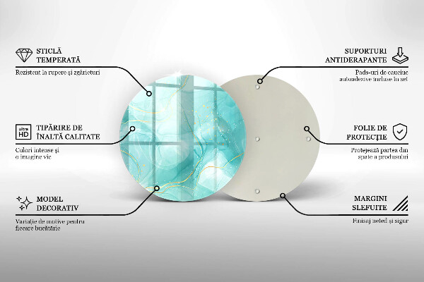 Skärbräda glas unik Blå och guld abstraktion